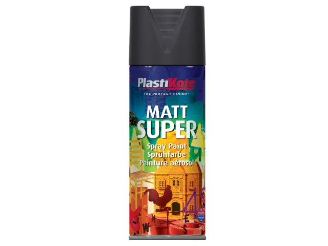 Plastikote Super Matt Black Spray Paint 400ml