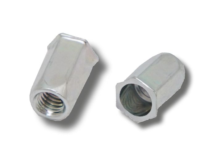 JRP M12 x 25.0 (1.0-4.0) Steel Reduced Head Full Hexagon Body Open Rivet Nuts (Box 100)