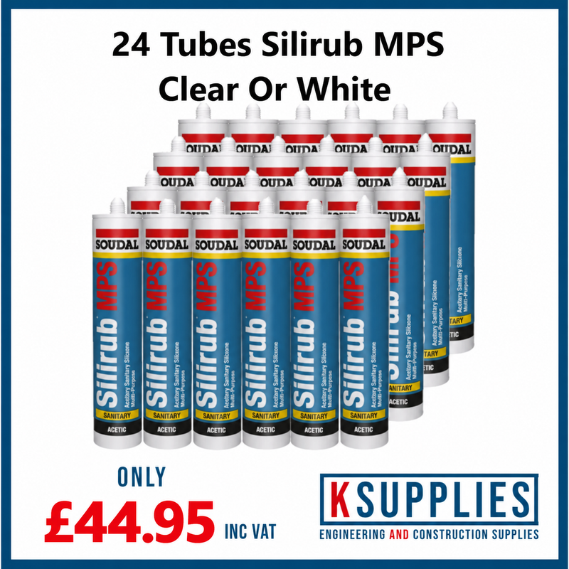 Soudal silirub MPS White Sanitary Silicone 24 Tubes