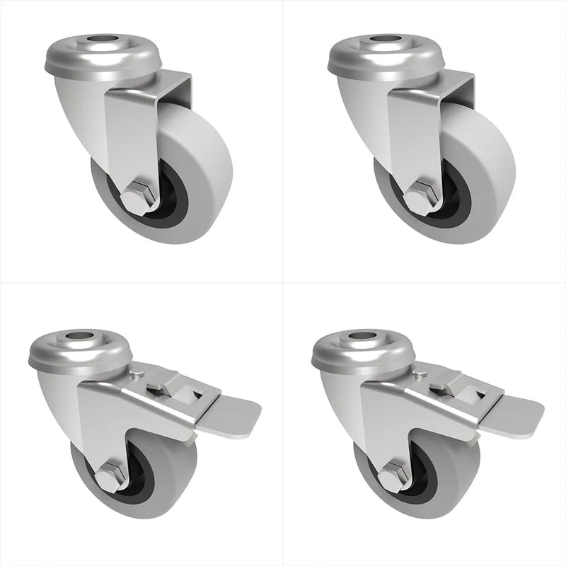 Pro Castor Heavy-Duty Bolt Hole Grey Rubber 50mm-125mm