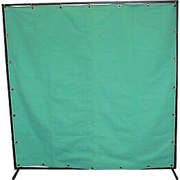 6'X6' GREEN CANVAS WELDING CURTAIN HEAVY DUTY C/W WELDING CURTAIN FRAME