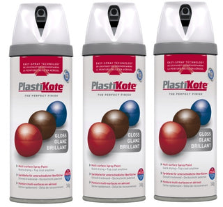 Plastikote Brilliant GLOSS White Spray Paint 400ml