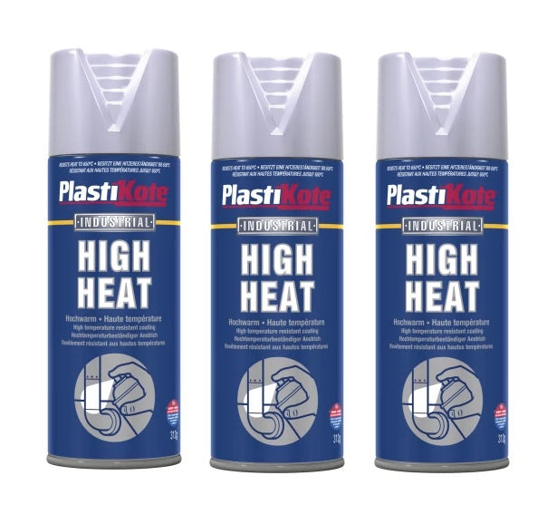 Plastikote HIGH HEAT 650°C Spray Paint Silver 400ml
