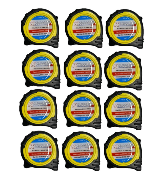 K Supplies 10mtr/33ft Tape Measure Own Brand (12Pack)