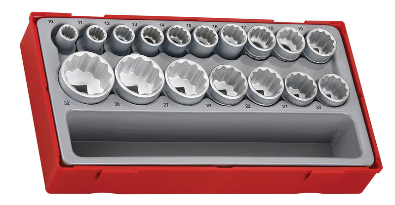 Teng TT1217 17 piece 1/2" Drive Socket Set 10-32mm