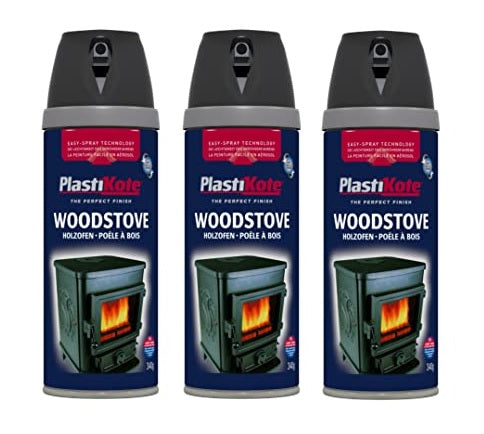 Plastikote Wood Stove Spray Paint Black 400ml