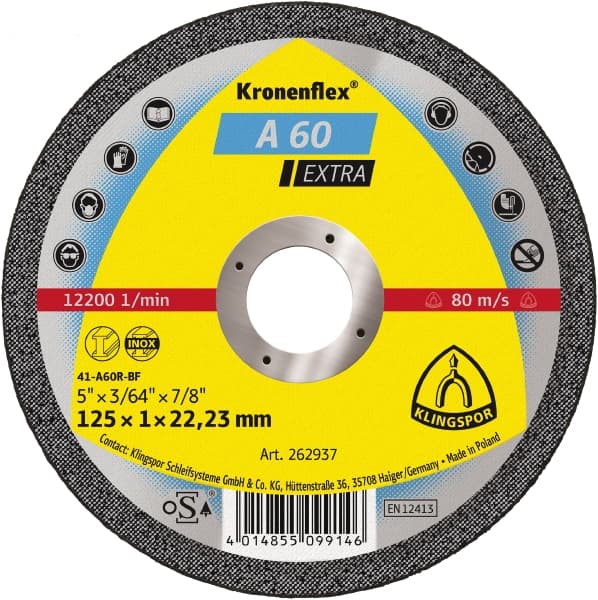 Klingspor A60 extra 125mm x 22 x 1mm Thin Cutting Disc