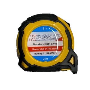 K Supplies 8mtr/26ft Tape Measure Own Brand (6Pack)