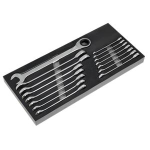 Sealey S01247 Combination Ratchet Spanner Set 15pc Metric