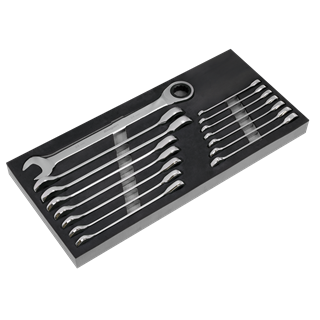 Sealey S01247 Combination Ratchet Spanner Set 15pc Metric