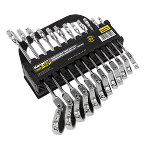 Sealey S0635 Flexible Head Ratchet Combination Spanner Set 12pc Metric