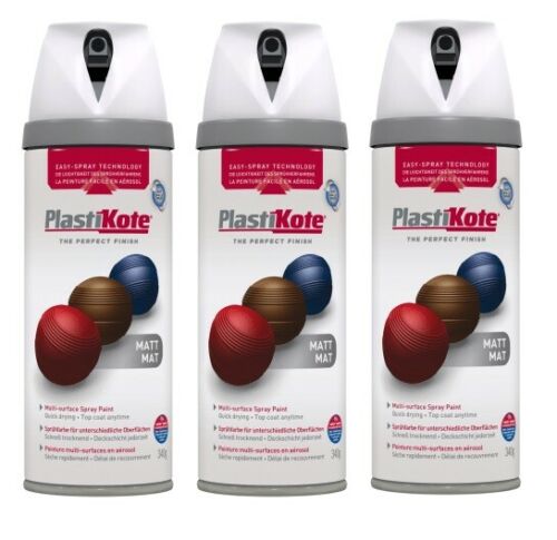 Plastikote Brilliant Matt White Spray Paint 400ml