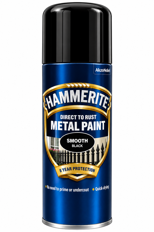 Hammerite 400ml Black Smooth Finish Spray Metal Paint