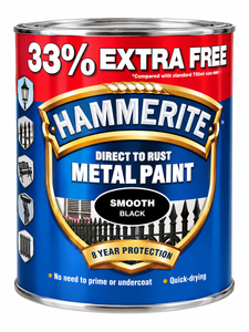 Hammerite 1 ltr Black Smooth Finish Metal Paint