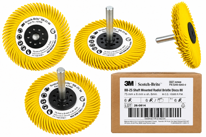 3M 75mmx6mm Shaft Mounted Radial Bristle Brush Disc BB-ZS 80