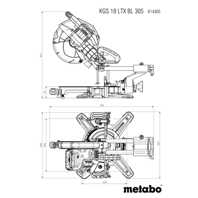 Metabo KGS18LTXBL305 18V 12" Cordless Mitre Saw