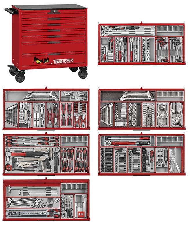 Teng 37" PRO35™ ROLLER CABINET TOOL KIT 663 PIECES RED