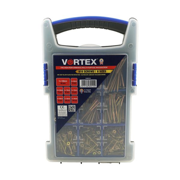 Vortex Assorted Csk Woodscrew Case 610 pces