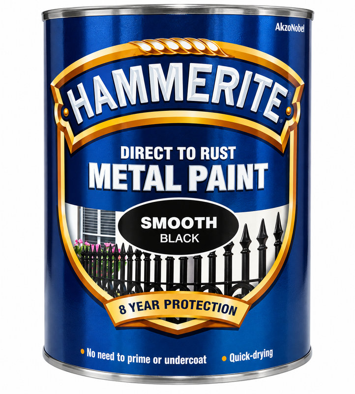 Hammerite 5ltr Black Smooth Finish Metal Paint