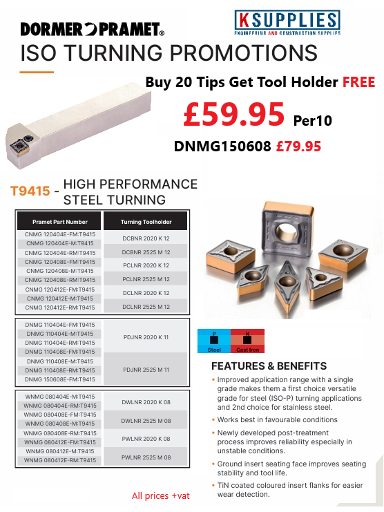 Dormer Pramet CNMG 120404E-M:T9415 Turning Insert (10 Pack)