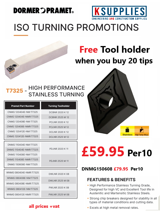 Dormer Pramet CNMG 120404E-M:T9415 Turning Insert (10 Pack)