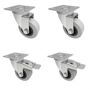 Pro Castor 125mm (5") Top Plate Grey Rubber Wheel Swivel/Swivel Braked