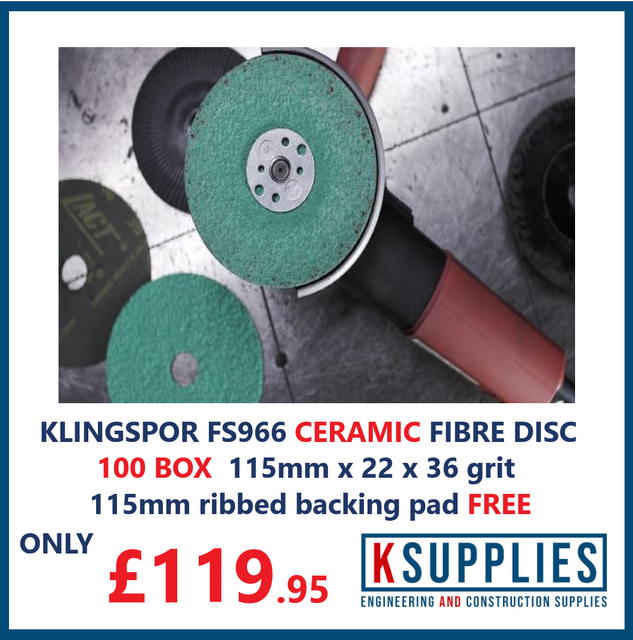 Klingspor FS966  115mm x 22 x 36 Grit Ceramic Fibre Disc (PROMO)
