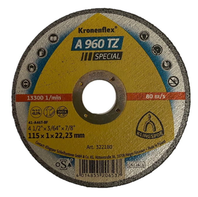 Klingspor a960tz 115mm x 22 x 1mm Thin Cutting Disc High Performance Disc (Bulk Deals)