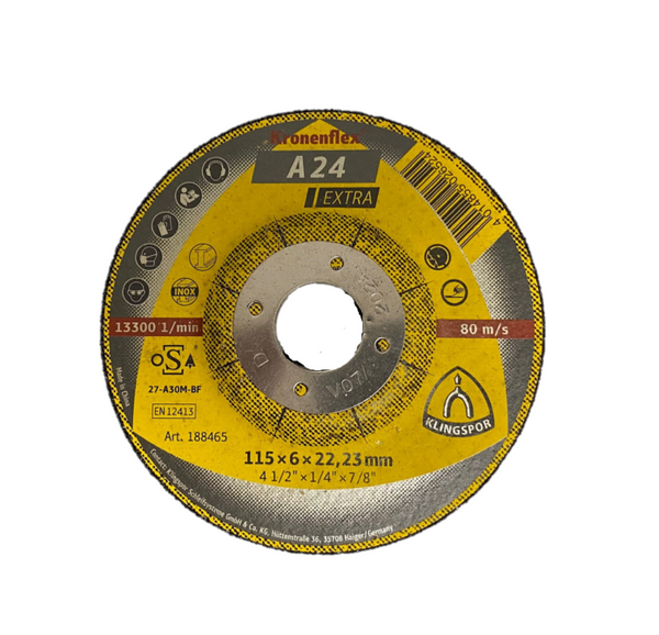 Klingspor A24 Extra 115mm x 22 x 6mm Grinding Disc (Bulk Deals) 188465
