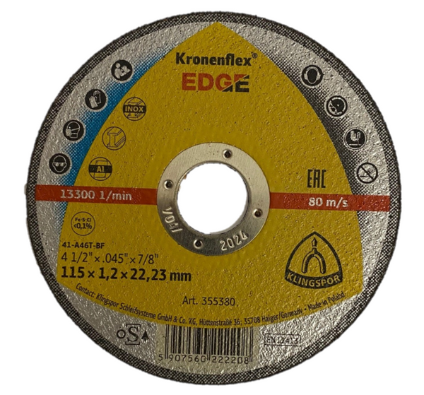 Klingspor EDGE Special Kronenflex® 115mm x 1.2mm Cutting Disc (NEW) 355380
