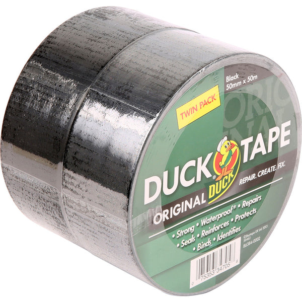 Duck Tape Black 50mm x 50 Metre Twin Pack (Duct Tape)