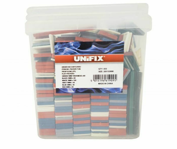 Unifix 400PC Plastic Packers Assorted 1-6MM In A Bucket (PACKERTUB)