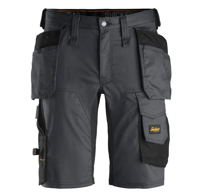 Snickers 6151 Allroundwork Stretch Loose Fit Shorts with Holster Pockets Steel Grey/Black