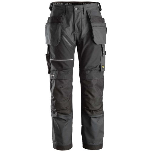 Snickers Trouser 6214 Ruff Work Canvas Trousers Holster Pockets Steel Grey/Black