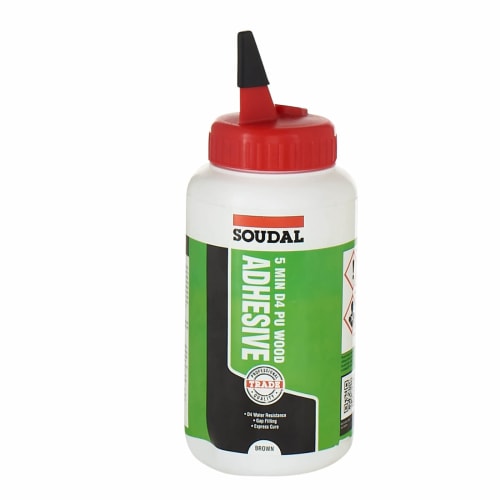 Soudal 5min D4 PU Wood Adhesive Brown 750g