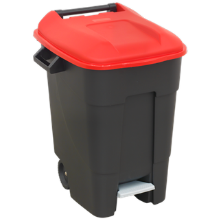 Sealey BM100PR  100L Refuse/Wheelie Bin with Foot Pedal - Red