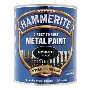 Hammerite 750ml Black Smooth Finish Metal Paint
