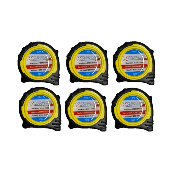 K Supplies 10mtr/33ft Tape Measure Own Brand (6Pack)