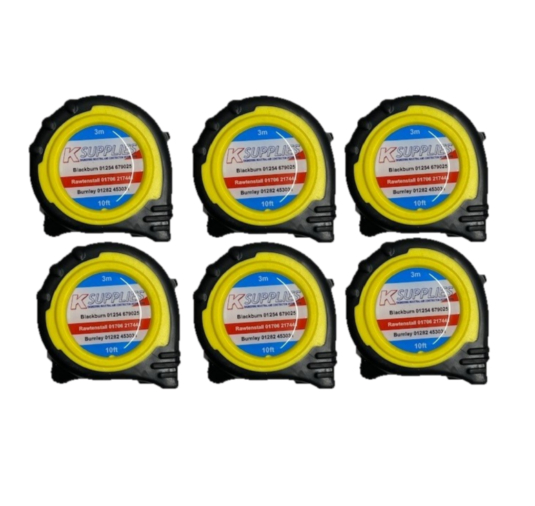 K Supplies 3mtr/10ft Tape Measure Own Brand (6 Pack)