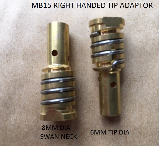 Parweld MB15 Mig Welding Contact Tip Adaptors Right Hand