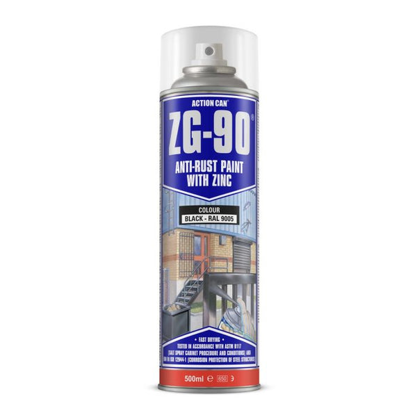 Action Can ZG90 Satin Black Spray 500ml (Bulk Buy) Box 15