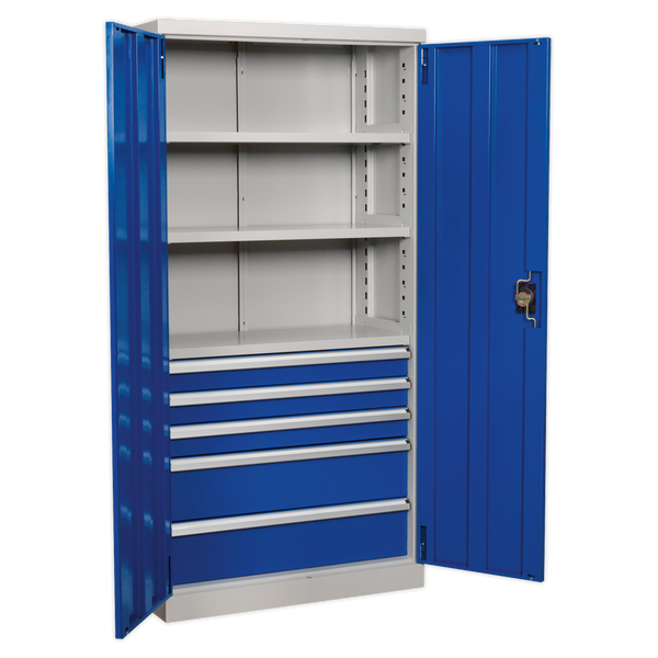 Sealey  APICCOMBO5 Industrial Storage Cabinet 5 Drawer 3 Shelf 1800mm