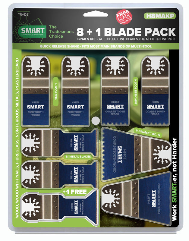 SMART H8MAKP Trade Multi Tool Blade Set (8 Piece) + FREE Blade