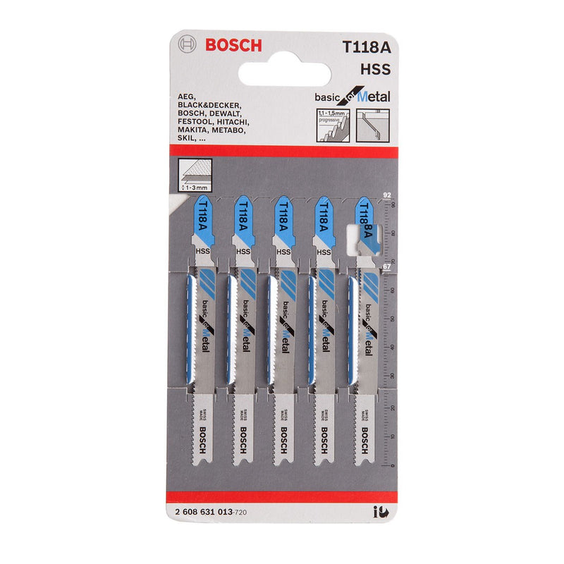Bosch T118a Metal Jigsaw Blades Pack of 5