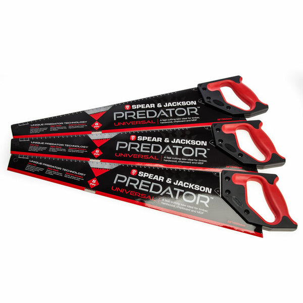 Spear & Jackson B9822 Predator Universal Hand Saw Triple Pack 550mm (22")