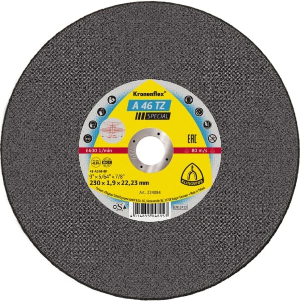 Klingspor a46tz 230mm x 22 x 1.9mm Thin Cutting Disc Depressed Center (10 Pack)