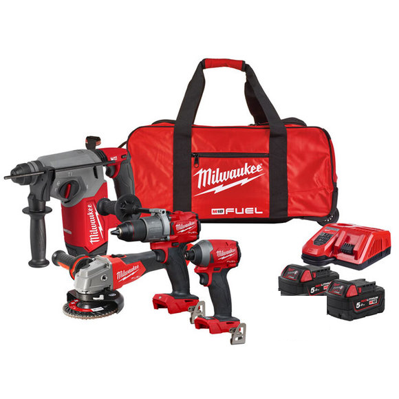 Milwaukee M18FPP4z-502B Cordless Impact Driver / Combi Drill / Grinder / SDS Drill