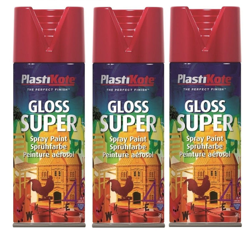 Plastikote 400ml gloss super spray paint Various colours (Pack of 3)