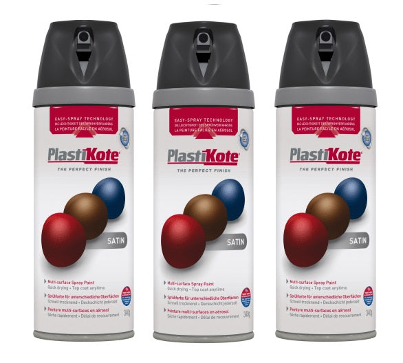 Spray Satiné Blanc PlastiKote 400ml – Peinture Pour Métal, Finition Satin, 001287