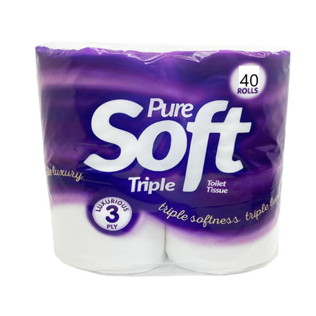 Pure Soft Triple Ply Toilet Roll 40 Pack Carton
